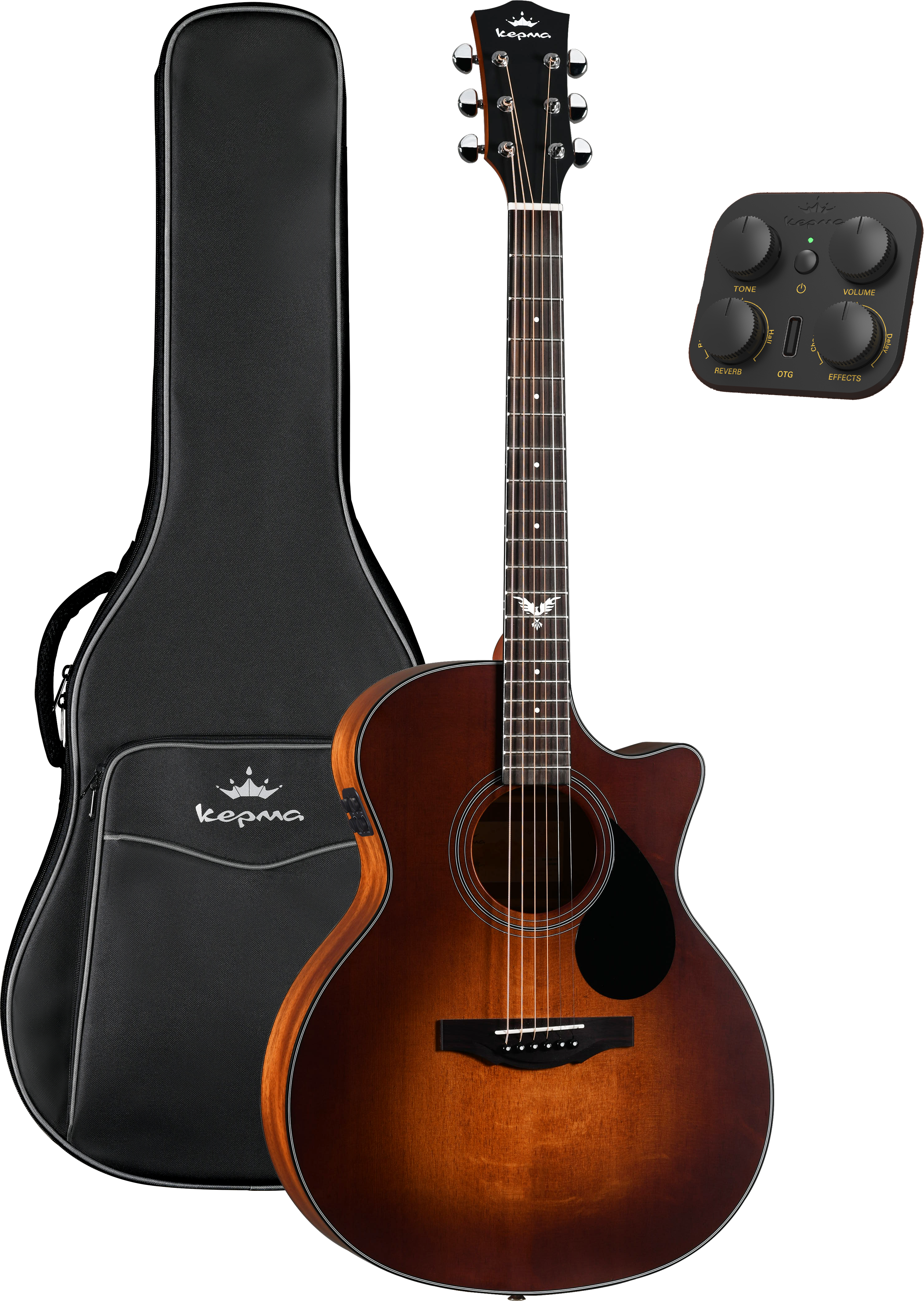KEPMA GUITARS SOLID TOP SERIES - F0E-B GRAND AUDITORIUM VINTAGE BURST
