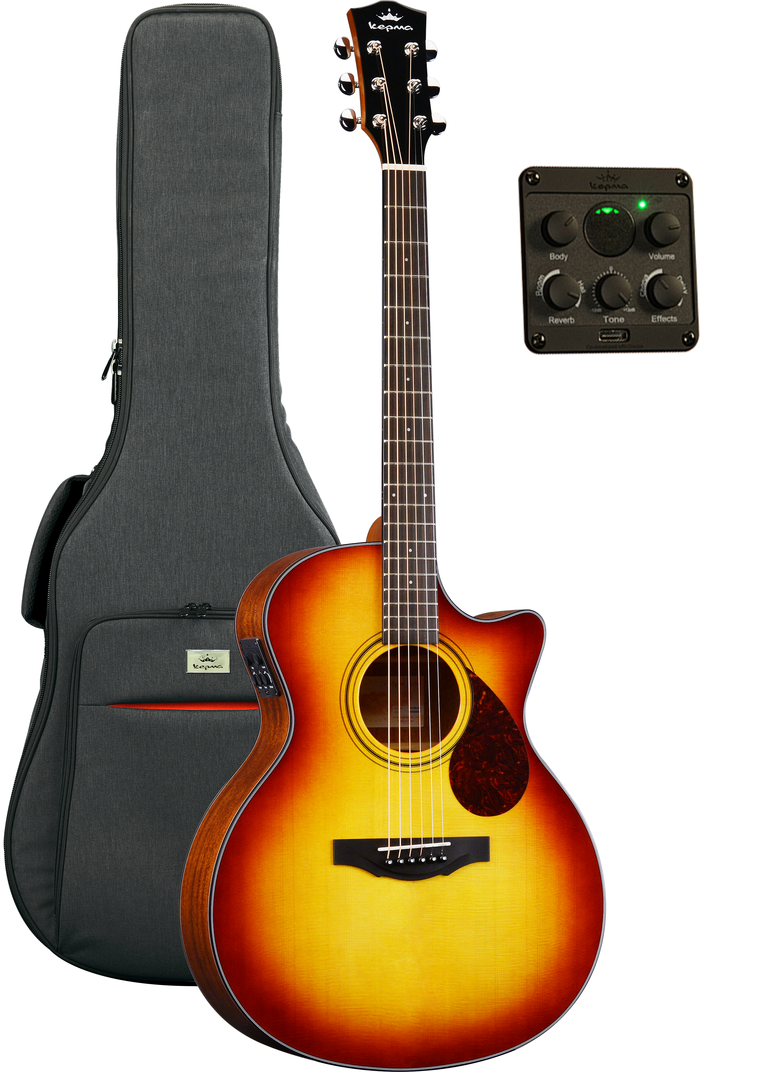 KEPMA GUITARS SOLID TOP SERIES - F0E GRAND AUDITORIUM CHERRY BURST