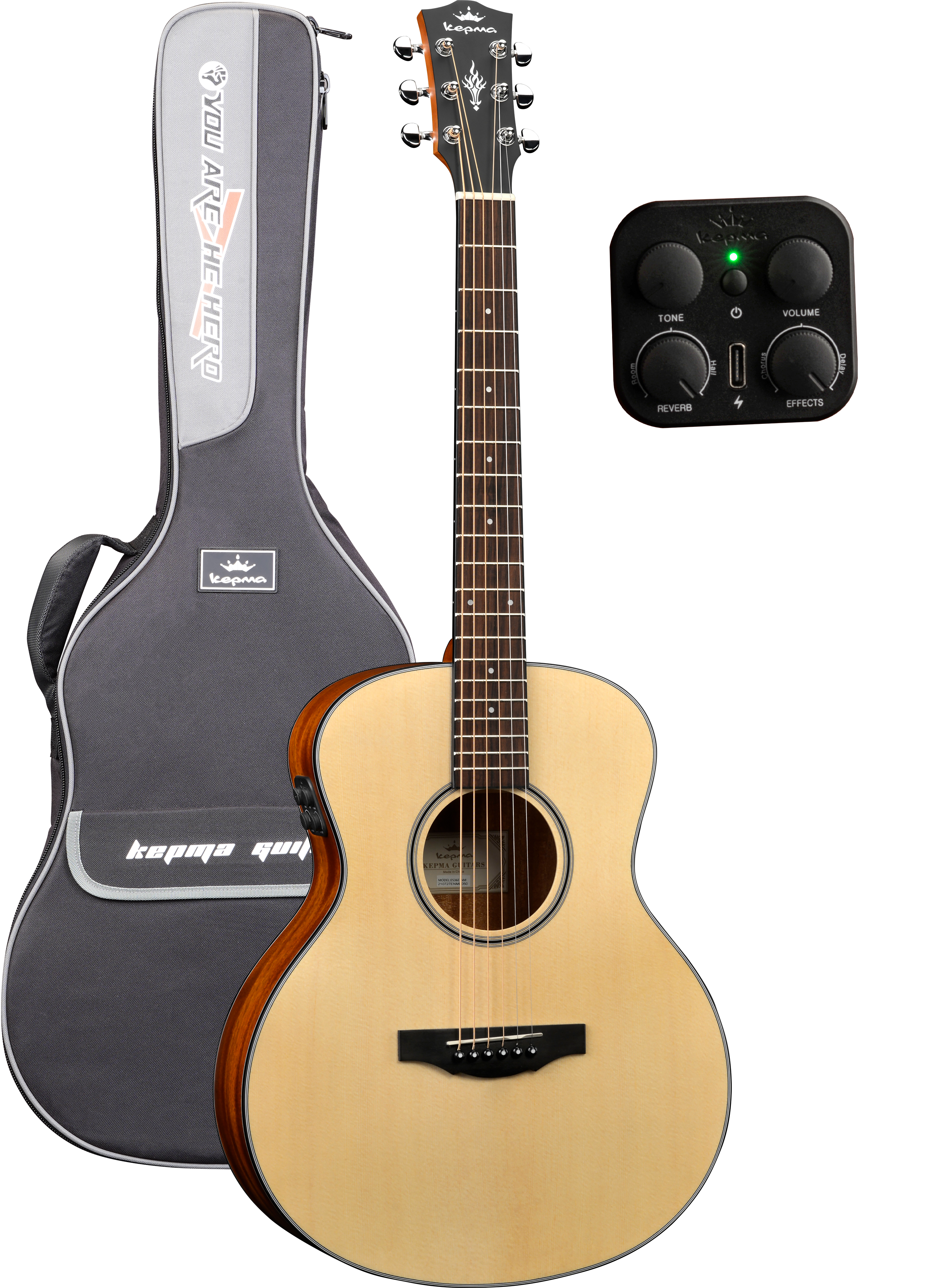 KEPMA GUITARS TRAVEL SERIES - ES36E-K10 MINI OM NATURAL