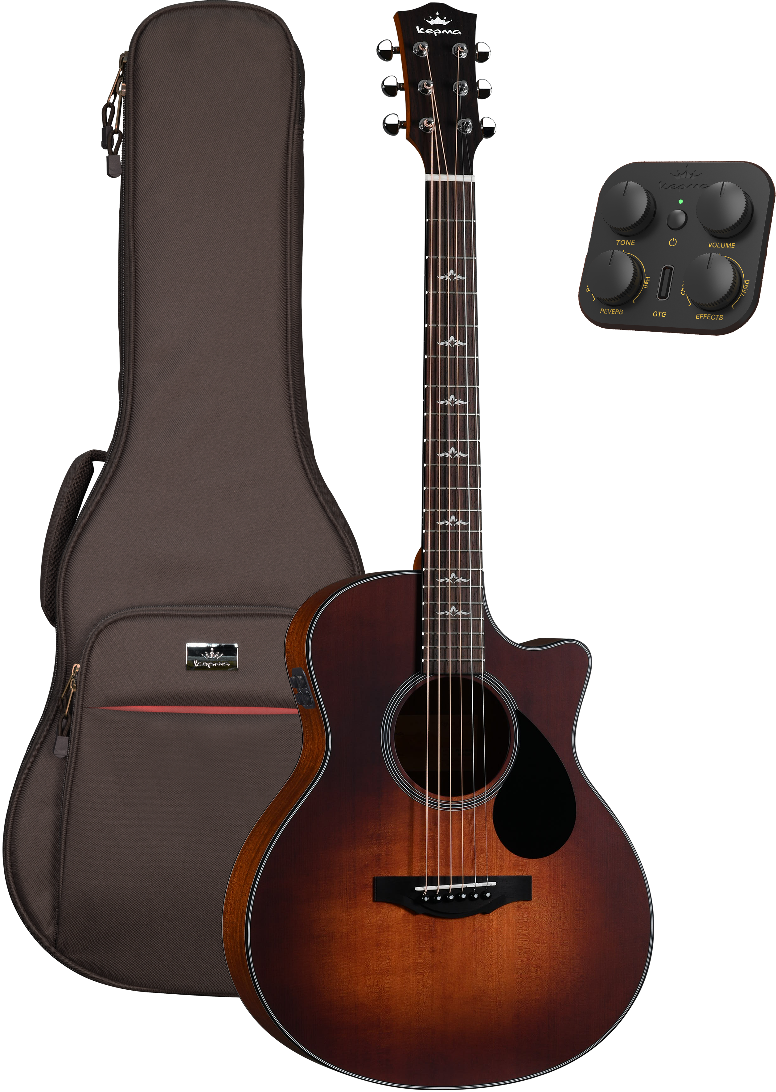 KEPMA GUITARS TRAVEL SERIES - FCE MINI K10PRO VINTAGE BURST